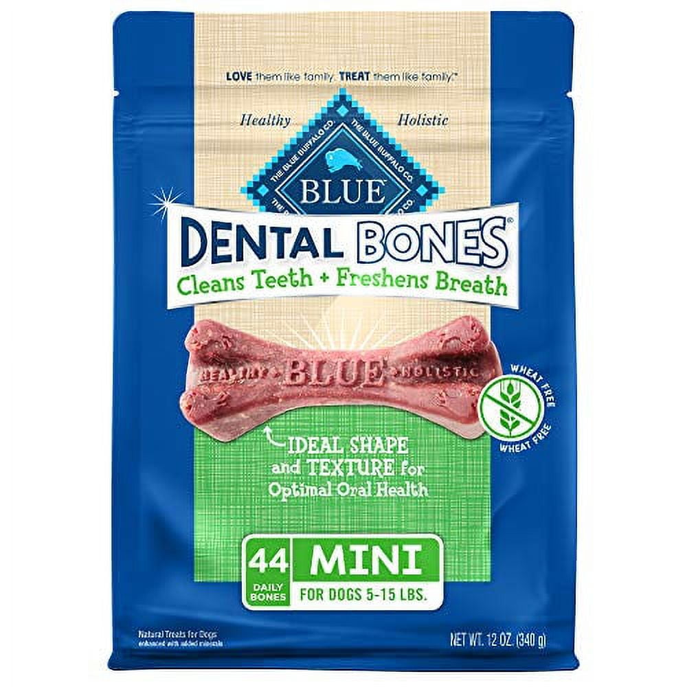 Blue Buffalo Dental Bones Mini Natural Dental Chew Dog Treats, (515