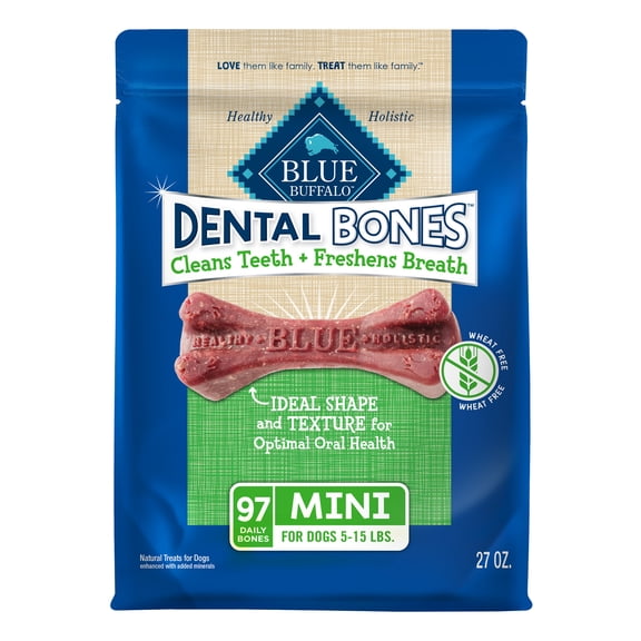 Blue Buffalo Dental Bones Mini Natural Dental Chew Dog Treats Value Pack, 27-oz. Bag