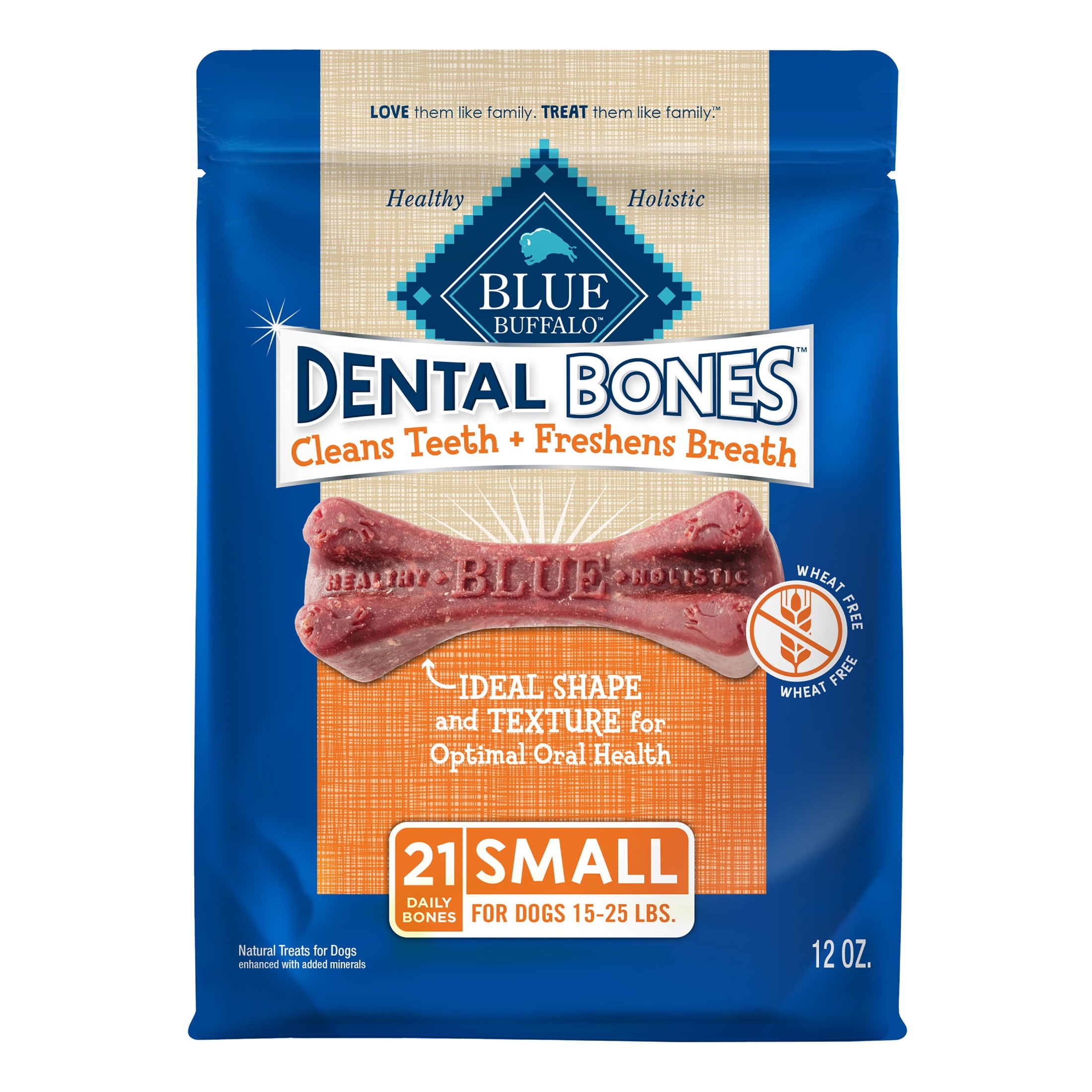 Blue Buffalo Dental Bones Small Natural Dental Chew Dog Treats, 12-oz. Bag