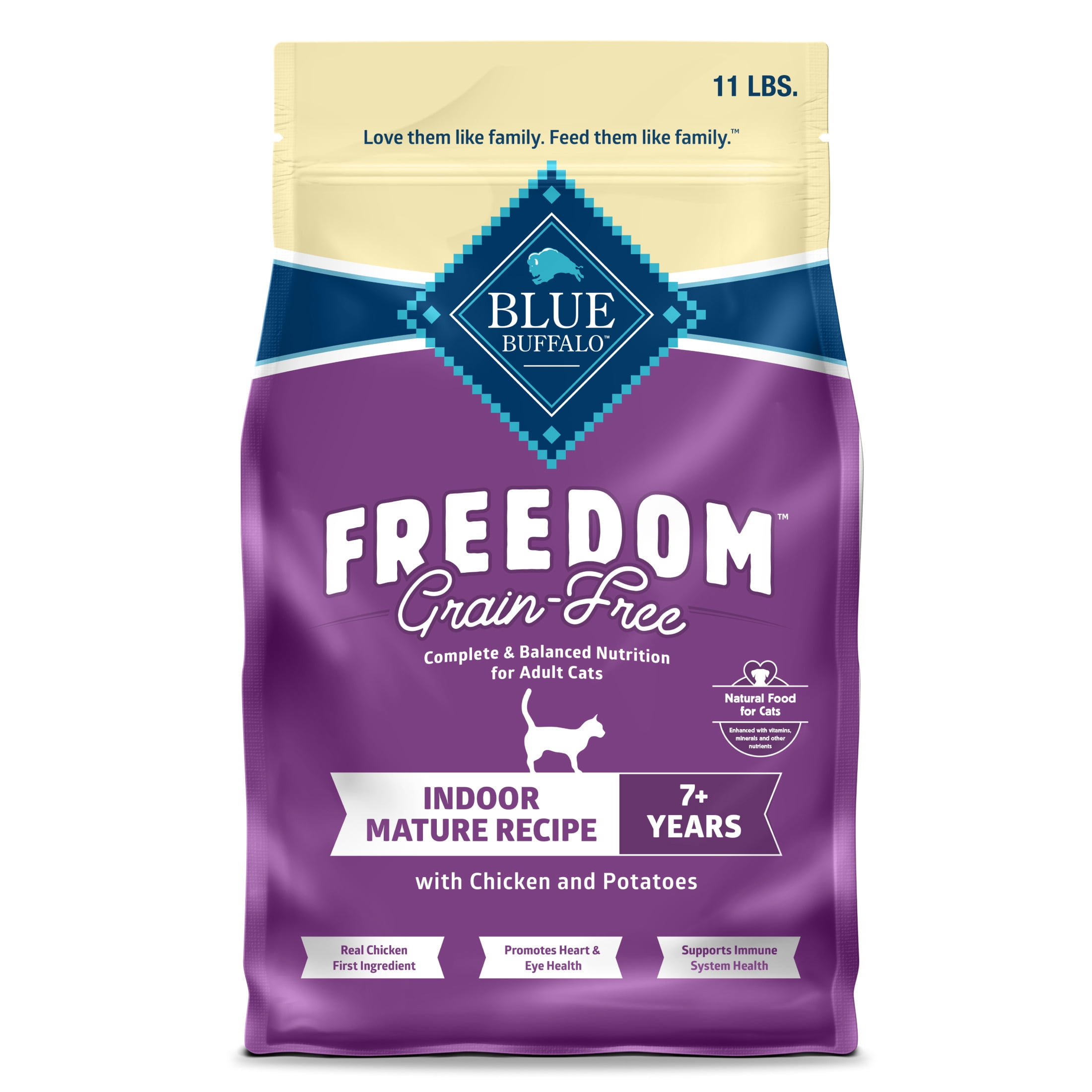Blue Buffalo Freedom Grain-Free Dry Mature Cat Food, Chicken Recipe, 11-lb. Bag
