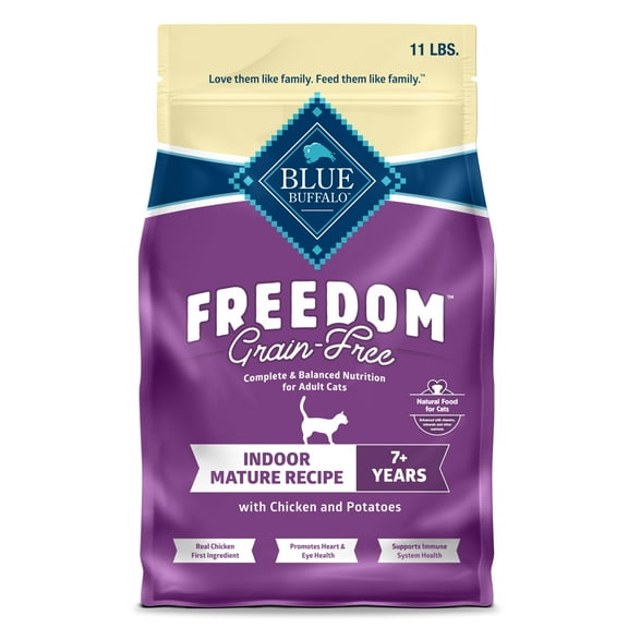 Blue Buffalo Freedom Grain-Free Dry Mature Cat Food, Chicken Recipe, 11-lb. Bag