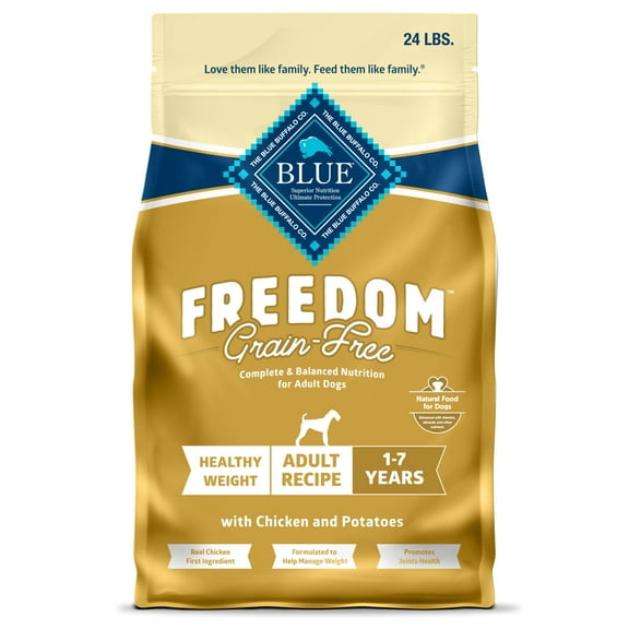Blue Buffalo Freedom Grain-Free Healthy Weight Dry Dog Food, Chicken & Potatoes, 24 lbs.