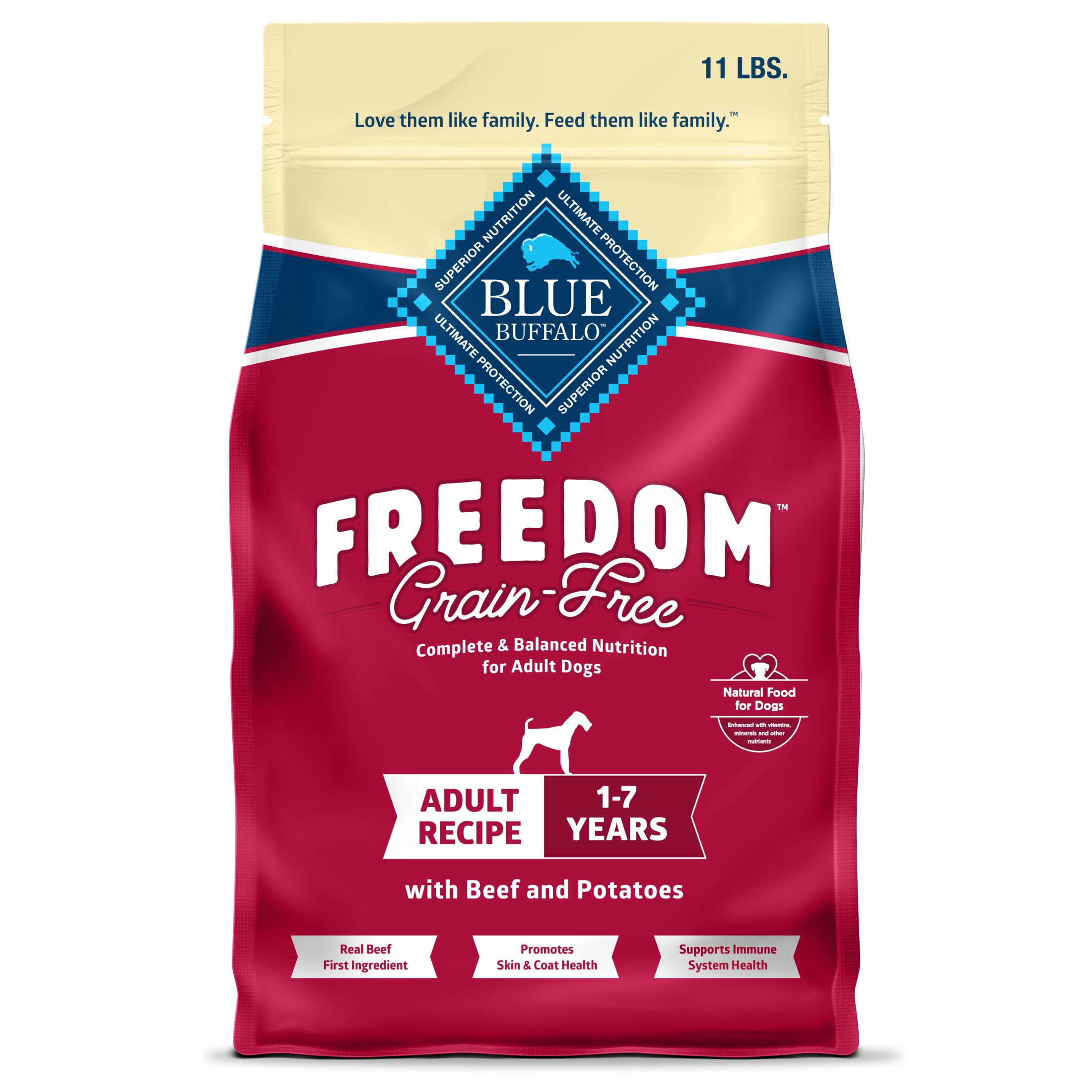 Blue Buffalo Freedom Grain-Free Natural Adult Dry Dog Food, Beef & Potatoes, 11-lb. Bag