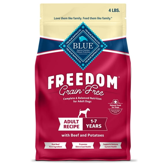 Blue Buffalo Freedom Grain-Free Natural Adult Dry Dog Food, Beef & Potatoes, 4-lb. Bag