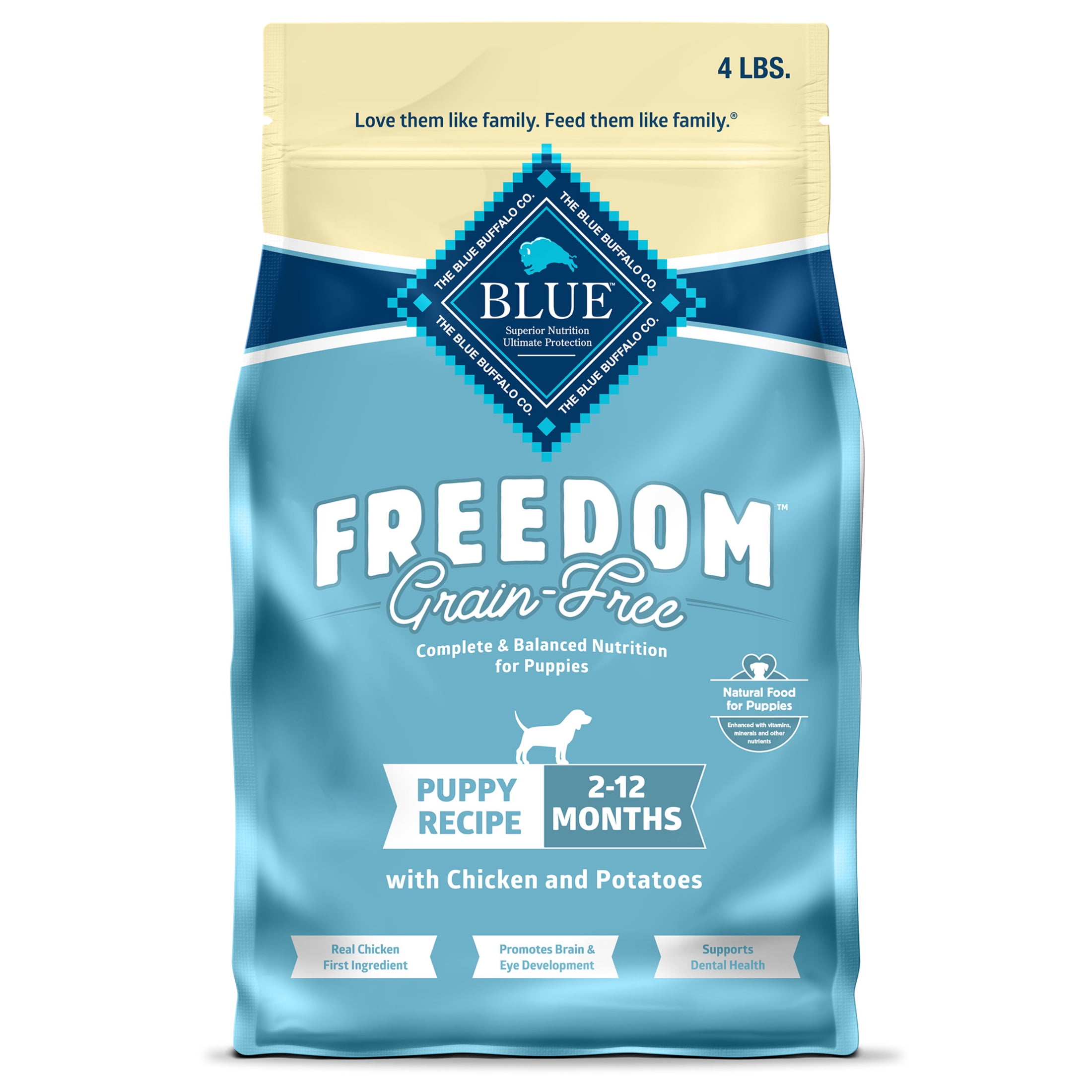 Blue Buffalo Freedom Grain-Free Puppy Dry Dog Food With DHA, Chicken & Potatoes, 4-lb. Bag