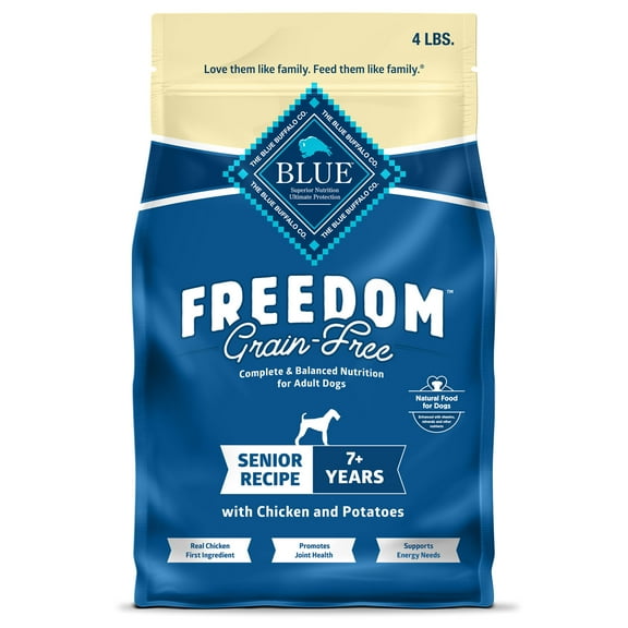 Blue Buffalo Freedom Grain-Free Senior Dry Dog Food, Chicken & Potatoes, 4-lb. Bag