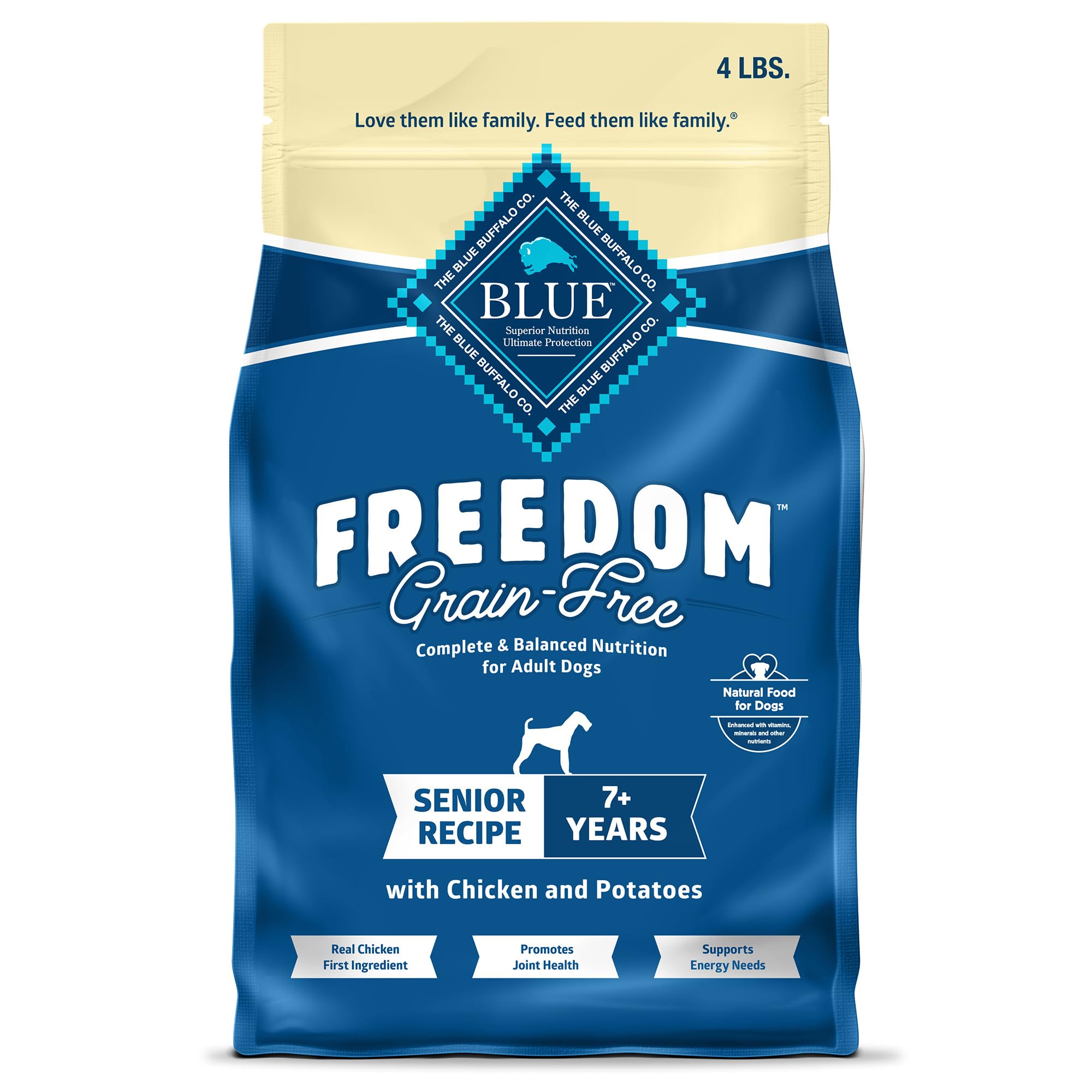 Blue Buffalo Freedom GrainFree YPF5 Senior Dry Dog Food, Provides