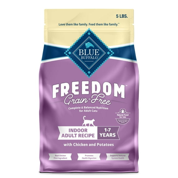 Blue Buffalo Freedom Natural Grain-Free Indoor Adult Dry Cat Food, Chicken Recipe, 5-lb. Bag