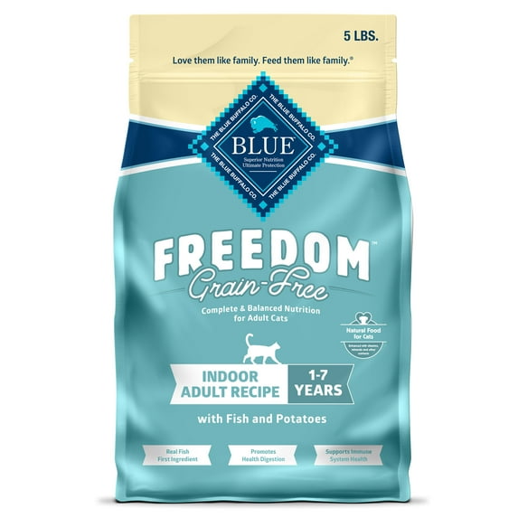 Blue Buffalo Freedom Natural Grain-Free Indoor Adult Dry Cat Food, Fish Recipe, 5-lb. Bag