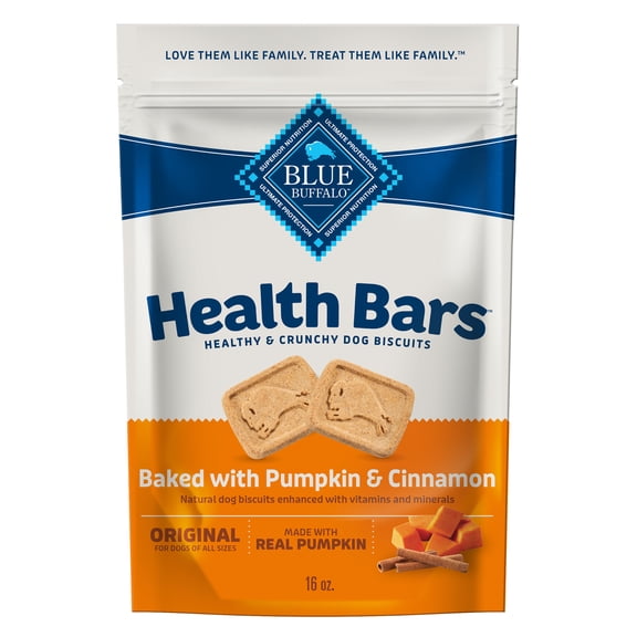 Blue Buffalo Health Bars Crunchy Dog Biscuits, Natural, Pumpkin & Cinnamon, 16oz Bag