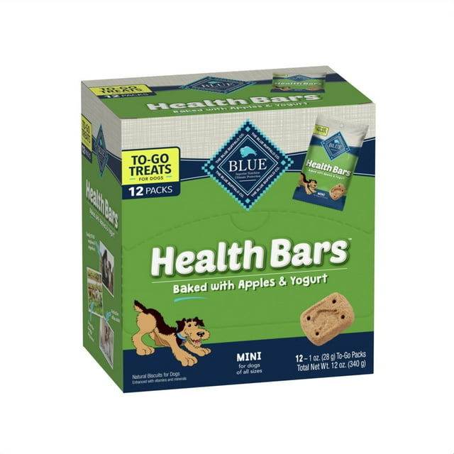 Blue Buffalo Health Bars Mini Natural Crunchy Dog Treats TOGO Mini Biscuits Apple & Yogurt Bags