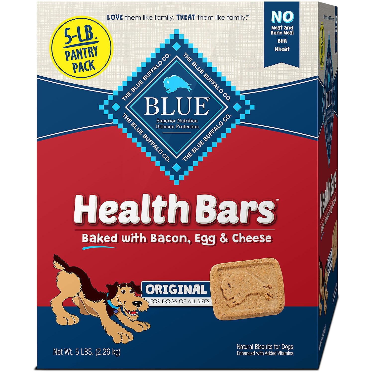 Blue Buffalo Health Bars Natural Crunchy Dog Treats Biscuits Bacon Egg & Cheese Box