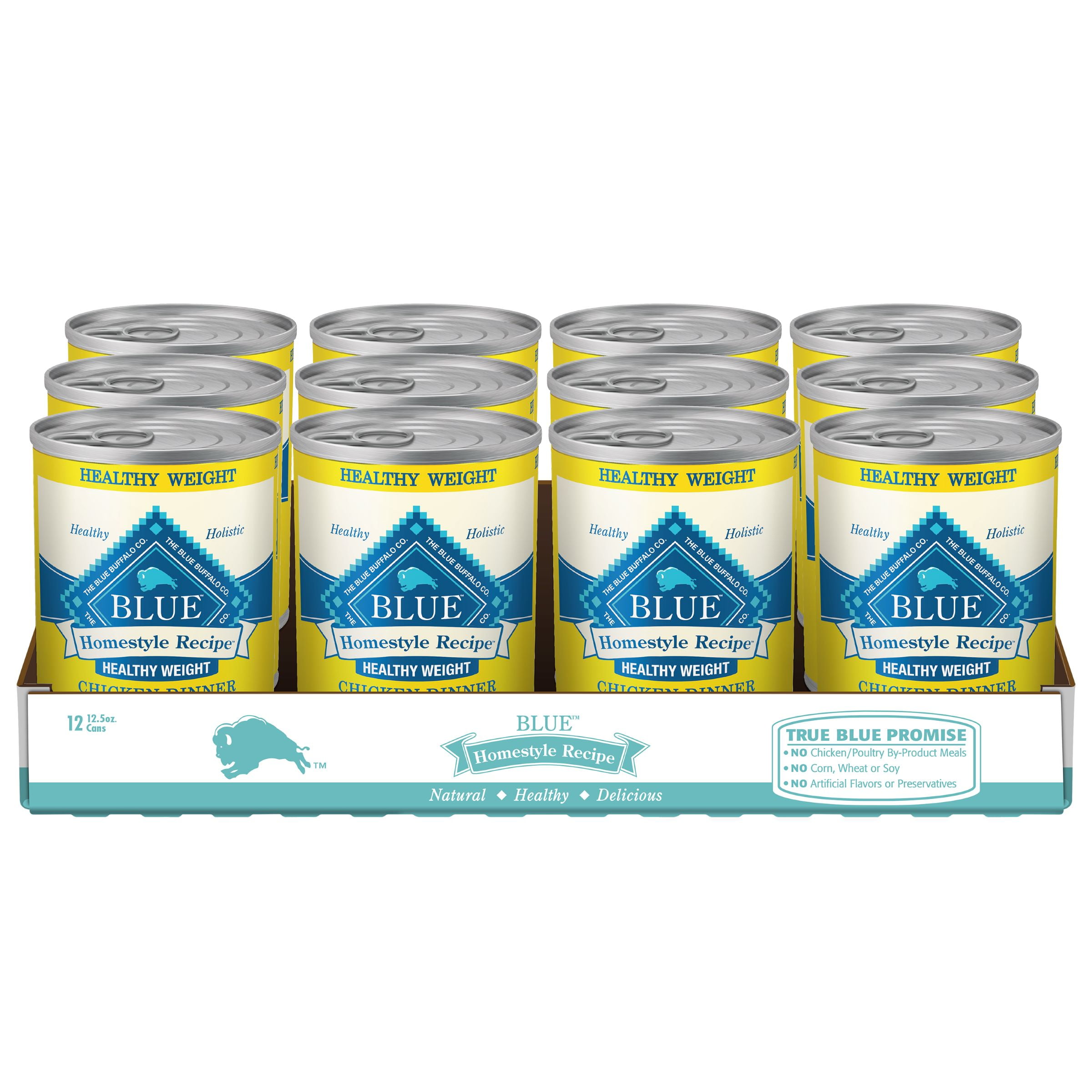 Blue Buffalo Homestyle Recipe Healthy Weight Adult Wet Dog Food, Beef Dinner, 12.5-oz. Can (Pack of 12)