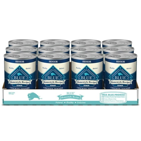 Blue Buffalo Homestyle Recipe Natural Senior Wet Dog Food, Chicken 12.5-oz can (Pack of 12)