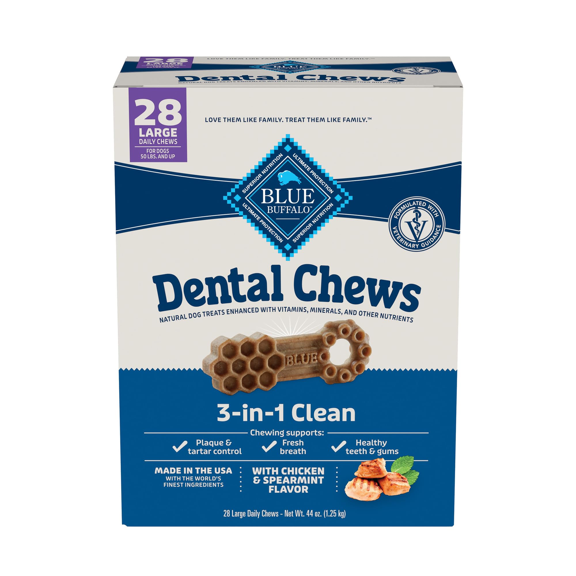 Blue Buffalo Large Dental MMF7 Chews for Dogs, Daily Dental Care Dog
