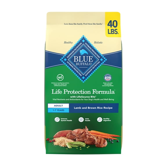 Blue Buffalo Life Protection Formula, Natural Adult Dry Dog Food, Lamb, 40lb