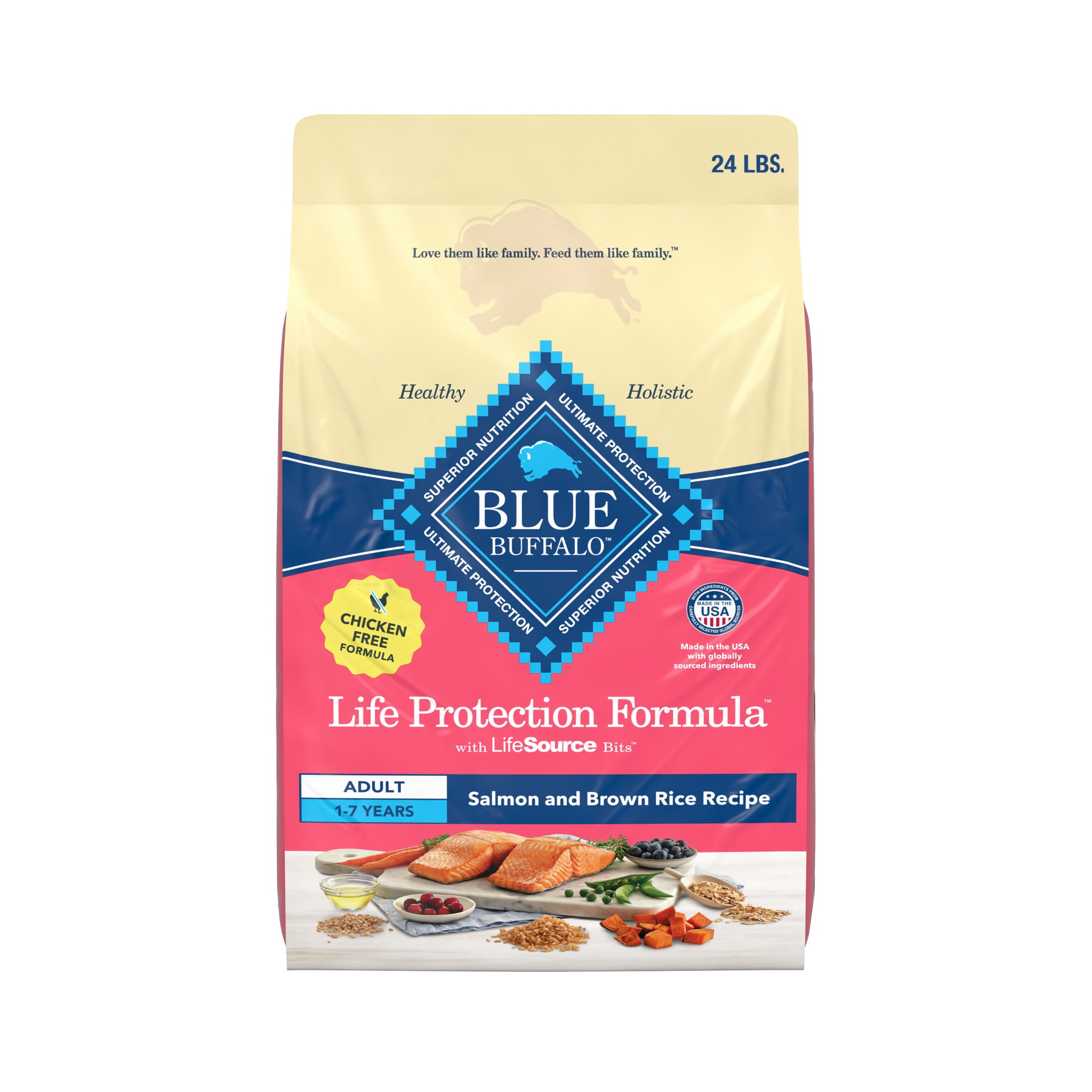 Blue Buffalo Life Protection Formula, Natural Adult Dry Dog Food, Salmon, 24lb