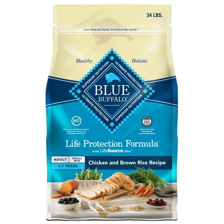 Blue Buffalo Life Protection Formula Adult Small Bite Dry Dog Food, Chicken & Brown Rice, 34 lbs.
