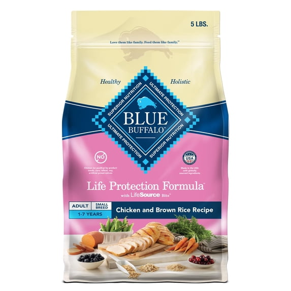 Blue Buffalo Life Protection Formula Adult Small Breed Dry Dog Food, Supports High Energy Needs, Made with Natural Ingredients, Chicken & Brown Rice Recipe, 5-lb. Bag SHC11