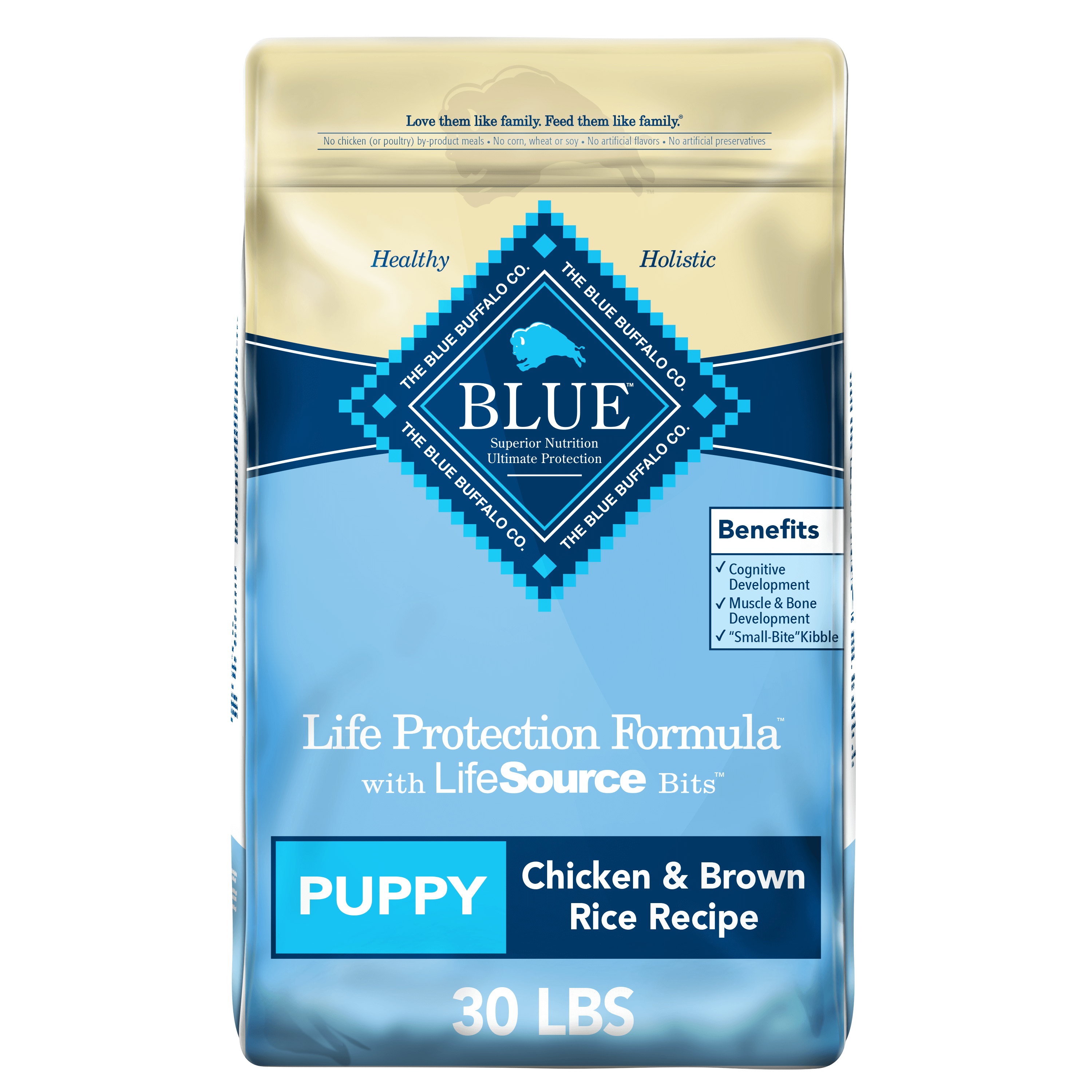 Blue Buffalo Life Protection Formula Chicken and Brown Rice Dry Dog Food for Puppies, Whole Grain, 30 lb. Bag - image 1 of 11