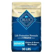 Blue Buffalo Life Protection Formula Chicken and Brown Rice Dry Dog Food for Senior Dogs, Whole Grain, 30 lb. Bag