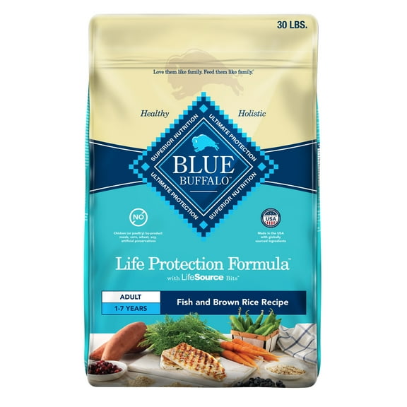 Blue Buffalo Life Protection Formula Natural Dry Dog Food, Fish & Brown Rice, 30-lb. Bag