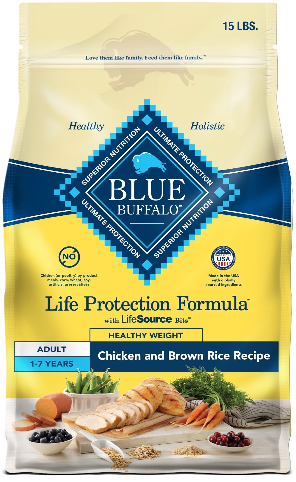 Blue Buffalo Adult Healthy Weight High Protein Dry Dog Food Chicken Rice 30 lbs Walmart