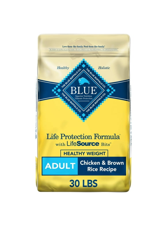 Blue Buffalo Life Protection Formula Healthy Weight Chicken and Brown Rice Dry Dog Food for Adult Dogs, Whole Grain, 30 lb. Bag