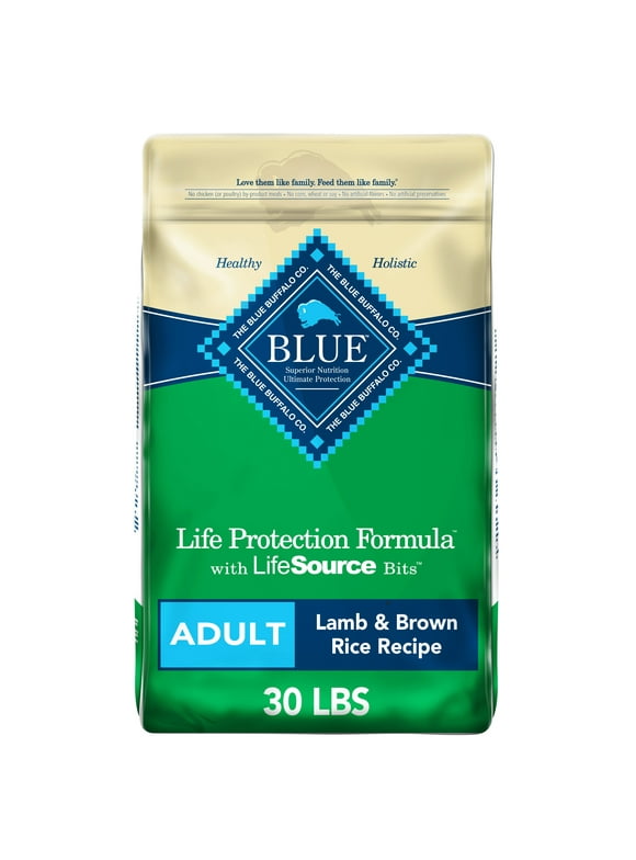 Blue Buffalo Life Protection Formula Lamb and Brown Rice Dry Dog Food for Adult Dogs, Whole Grain, 30 lb. Bag