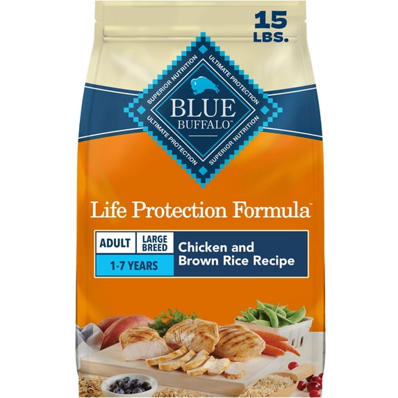 Blue Buffalo Life Protection Large Breed Adult Dry Dog Food Chicken & Brown Rice 15lb Bag