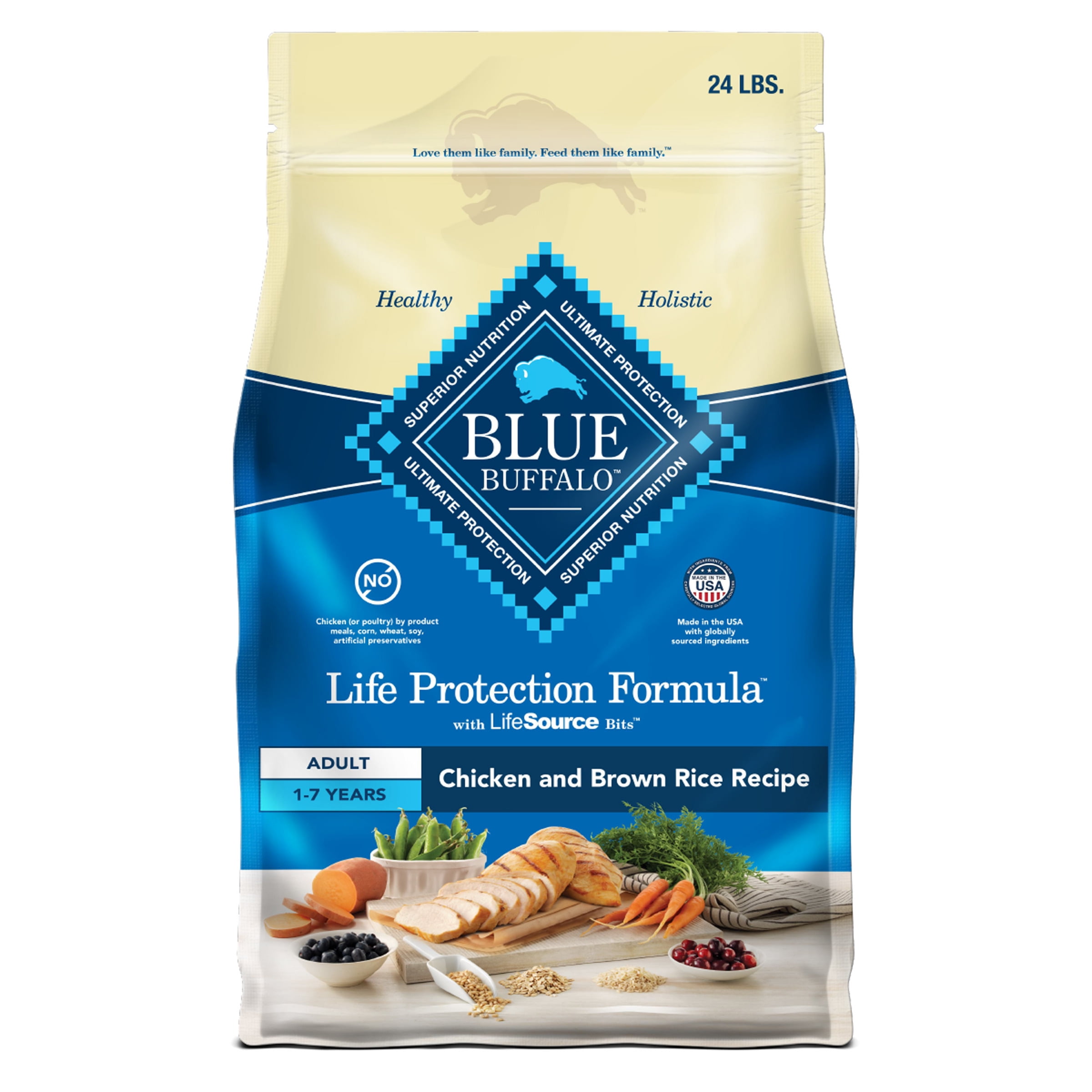 Blue Buffalo Life Protection Formula Adult Chicken Brown Rice Recipe Dry Dog Food 24lb