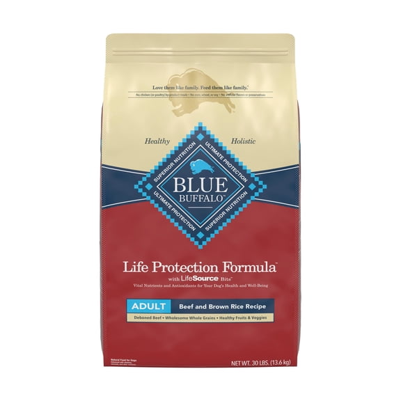 Blue Buffalo Life Protection Formula Adult Dry Dog Food, Beef & Brown Rice, 30lb Bag