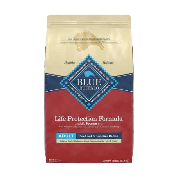 Blue Buffalo Life Protection Formula Adult Dry Dog Food, Beef & Brown Rice, 30lb Bag