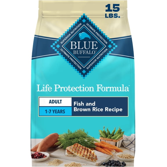Blue Buffalo Life Protection Formula Adult Dry Dog Food Fish & Brown Rice 15lb Bag