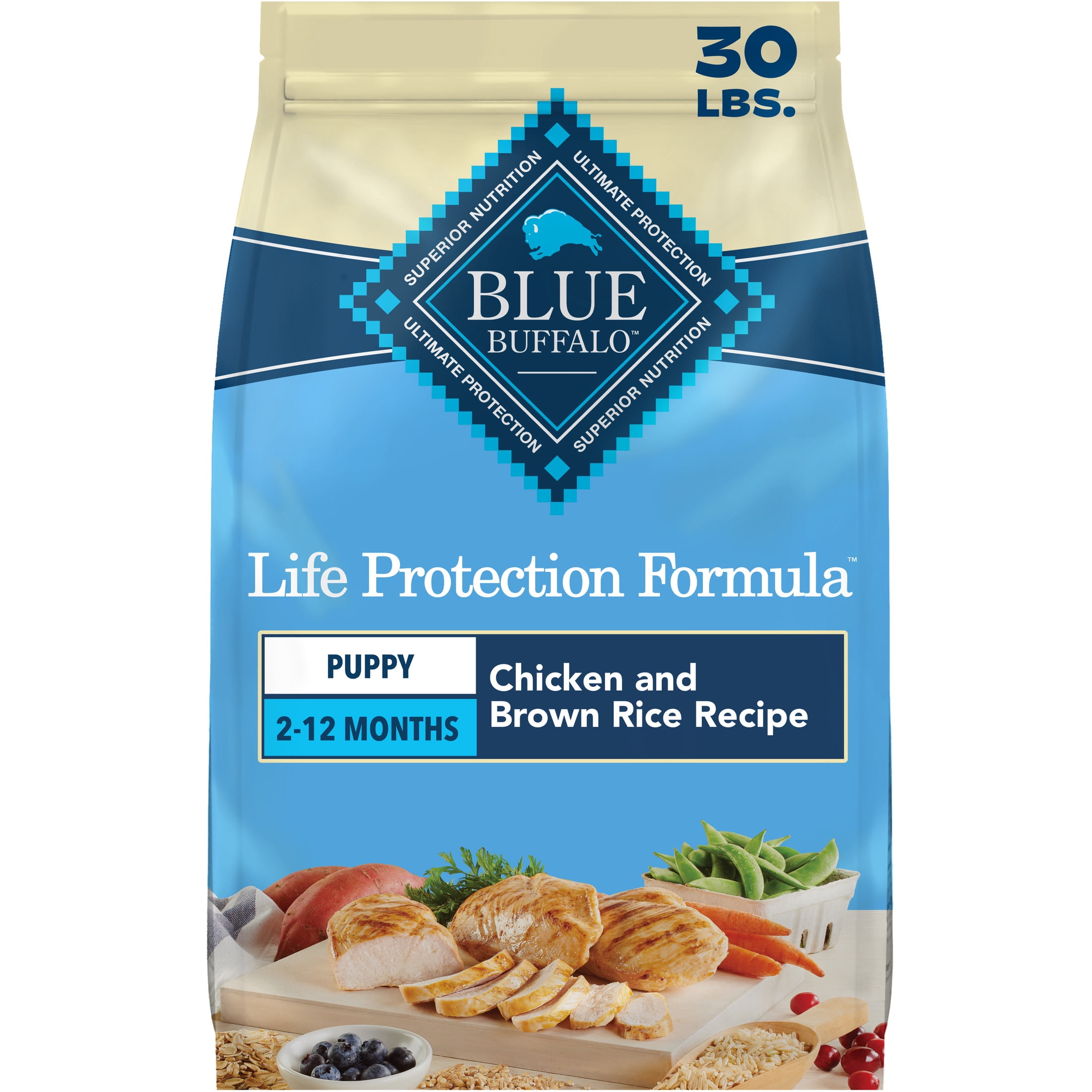 Blue Buffalo Life Protection Formula Puppy Dry Dog Food Chicken & Brown Rice 30lb Bag