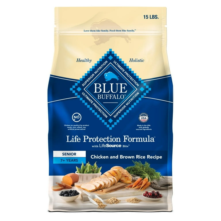 Blue Buffalo Life Protection Senior Dry Dog Food, Chicken Brown