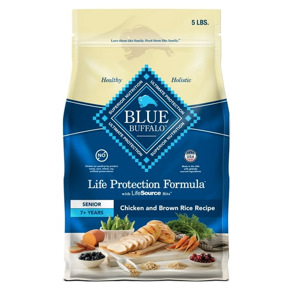 Blue Buffalo Life Protection Formula Senior Dry Dog Food, Chicken & Brown Rice, 5lbs.