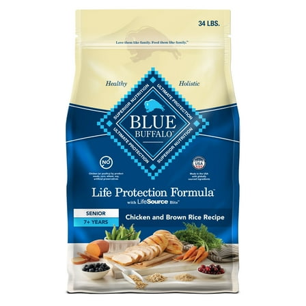 Blue Buffalo Life Protection Formula Senior Dry Dog Food, Chicken & Brown Rice Recipe, 34-lb. Bag