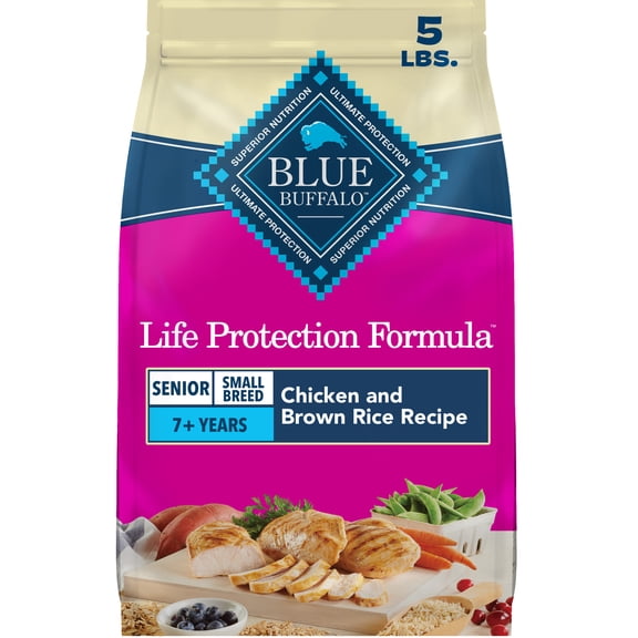Blue Buffalo Life Protection Small Breed Senior Dry Dog Food Chicken & Brown Rice 5lb Bag