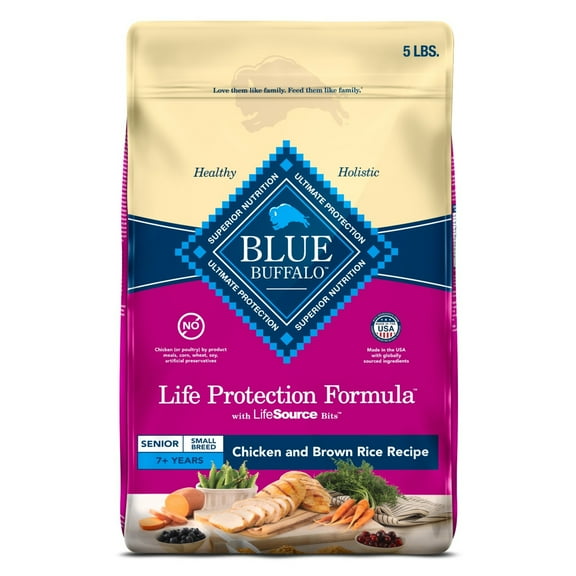 Blue Buffalo Life Protection Formula Small Breed Senior Dry Dog Food, Chicken & Rice, 5lb. Bag