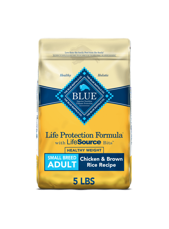 Blue Buffalo Life Protection Formula Small Breed Healthy Weight Chicken and Brown Rice Dry Dog Food for Adult Dogs, Whole Grain, 5 lb. Bag