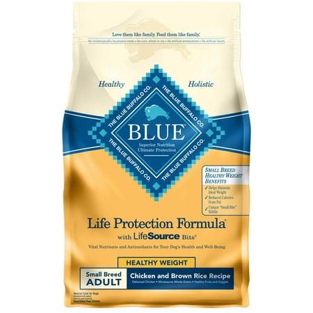 Blue Buffalo Life Protection Formula Small Breed Healthy Weight Chicken and Brown Rice Dry Dog Food for Adult Dogs, Whole Grain, 6 lb. Bag
