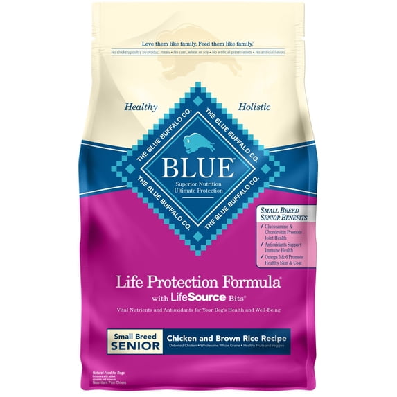 Blue Buffalo Life Protection Formula Small Breed Senior Dog Food Natural Dry Dog Food for Senior Dogs Chicken and Brown Rice 6 lb. Bag