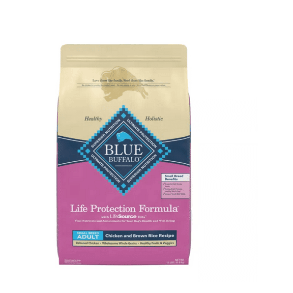 Blue Buffalo Life Protection Small Breed Adult Chicken and Brown Rice Recipe Dry Dog Food 15 lb