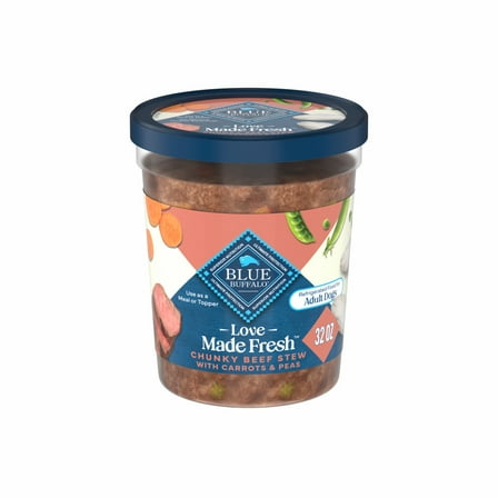 Blue Buffalo Love Made Fresh Dog Food, Refrigerated, Chunky Beef Stew, 2-lb Tub