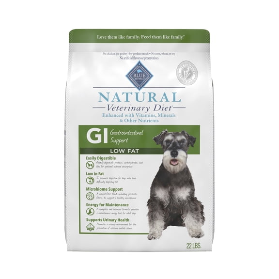 Blue Buffalo Natural Veterinary Diet GI Low Fat Gastrointestinal Support Dry Dog Food, Veterinarian's Prescription Required, Whitefish, 22 lb Bag