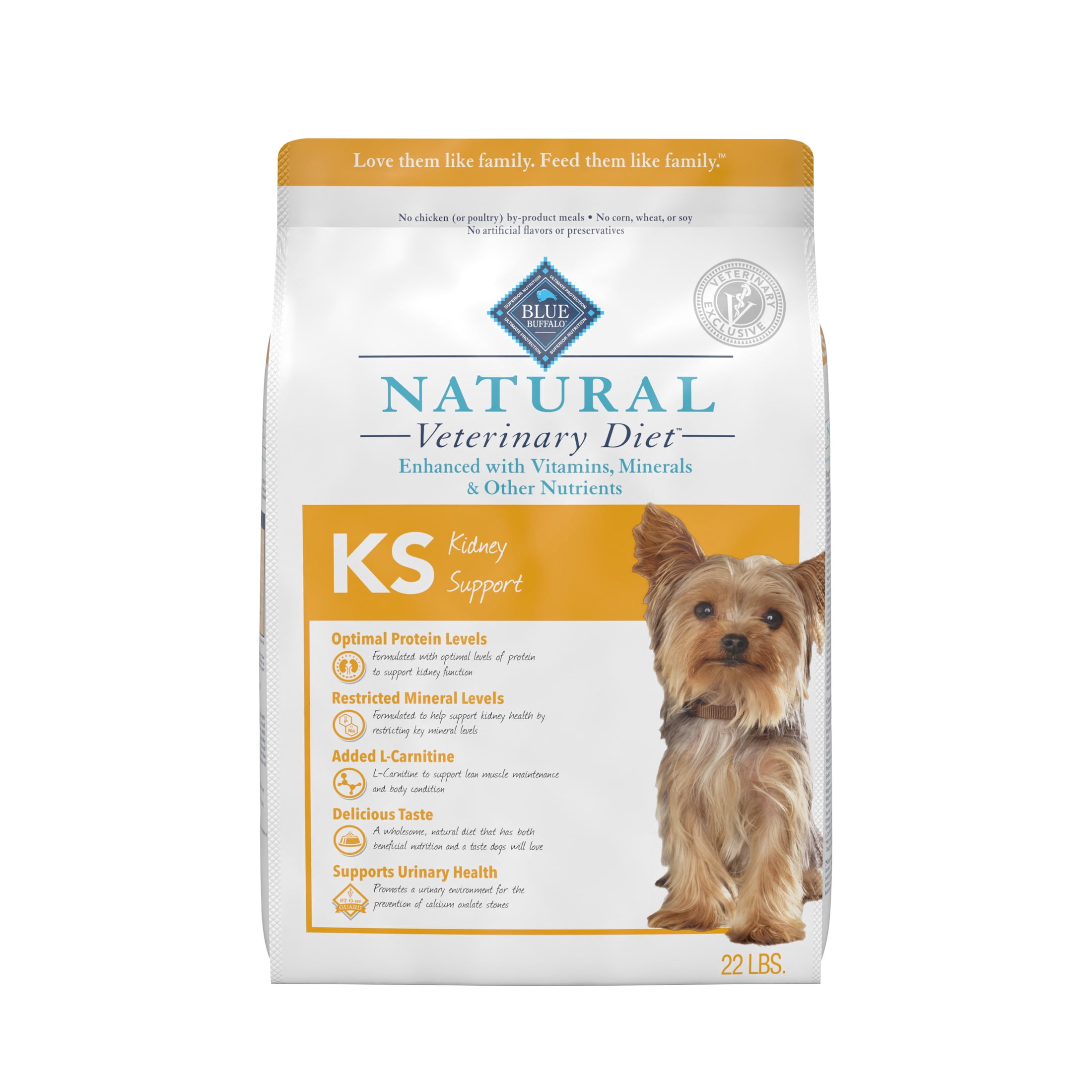 Blue Buffalo Natural Veterinary Diet KS Kidney Support Dry Dog Food, Chicken 22-lb Bag