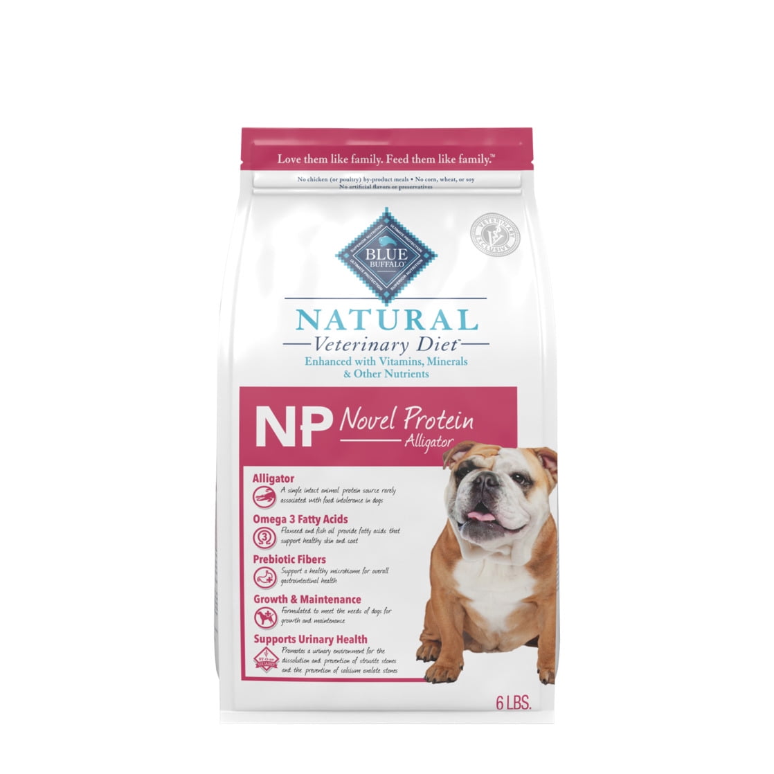 Blue Buffalo Natural Veterinary Diet Novel Protein, Food Sensitivity, Dry Dog Food, Alligator, 6lb Bag