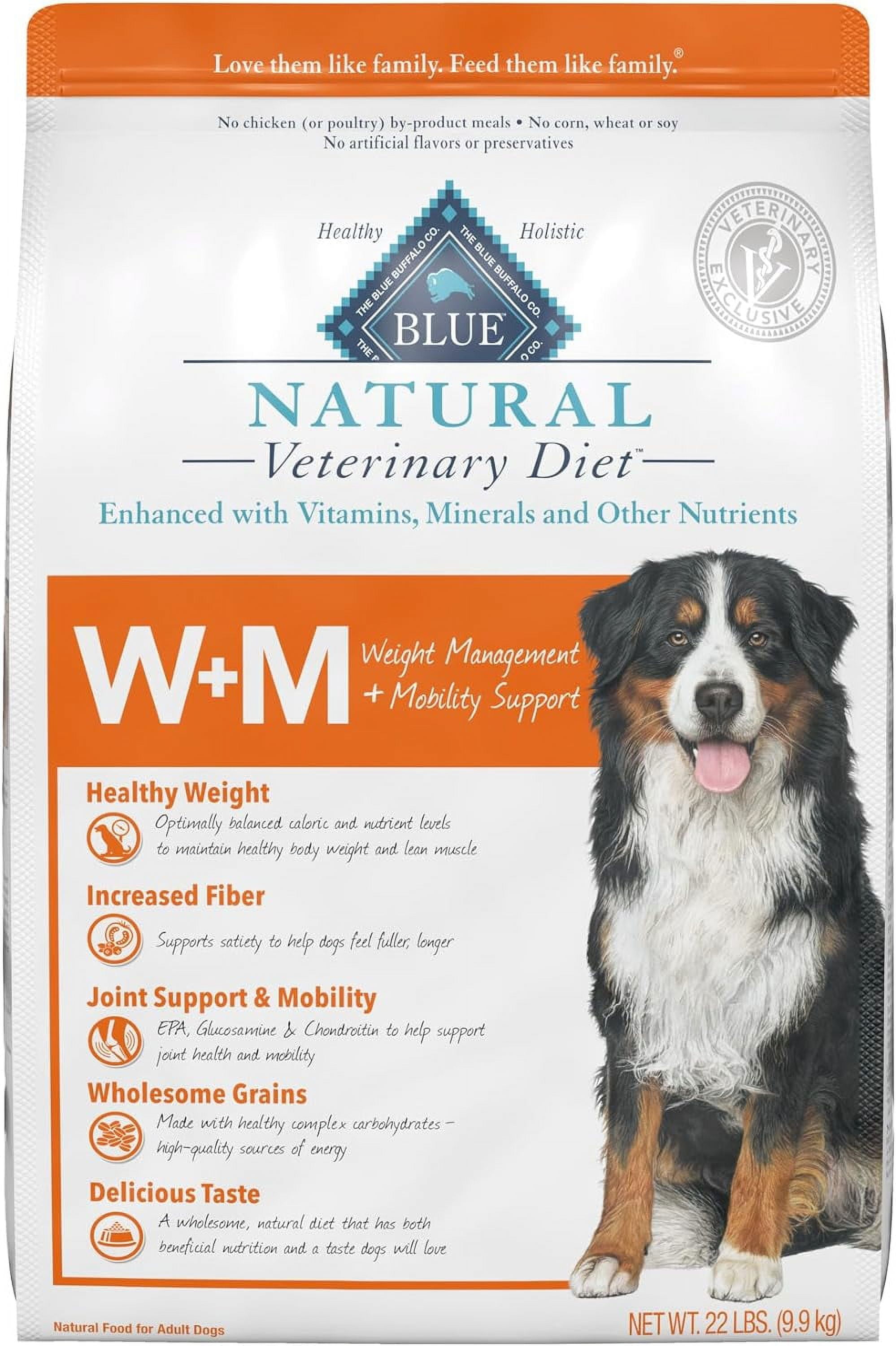 Blue Buffalo Natural Veterinary Diet W+M Weight Management + Mobility Support Dry Dog Food, Salmon 22-lb bag