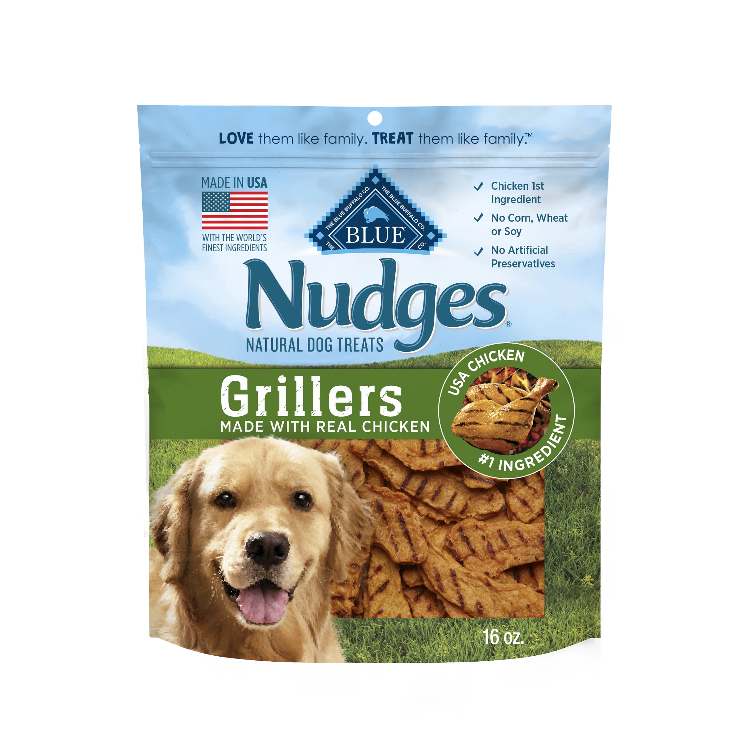 Blue Buffalo Nudges Grillers Natural Dog Treats Made with Real Chicken, 16-oz. Bag